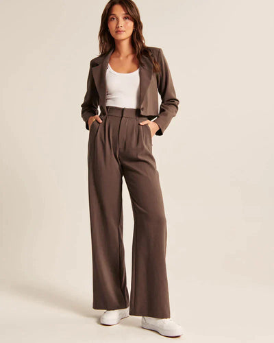 Wide Leg Pants - Pleated - High Waisted - Wide Leg Slacks - Women's Pants-Grace Aura