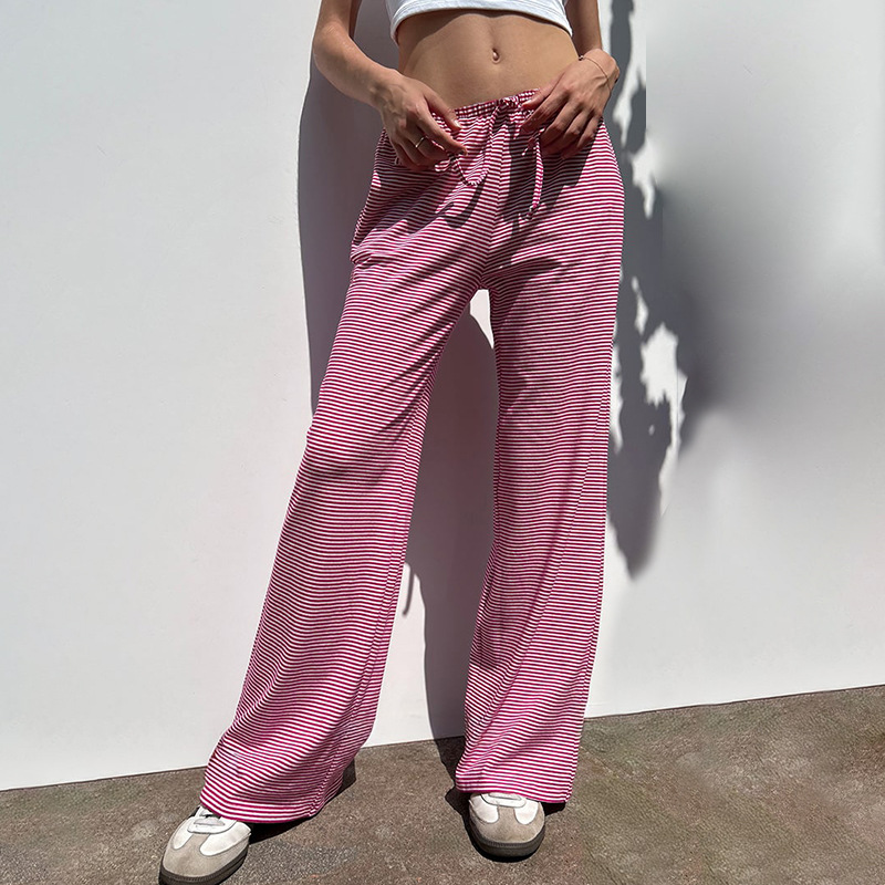 Wide Leg Pants | Striped | Low Waist | Lounge Pants | Women's Pants-Grace Aura