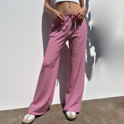 Wide Leg Pants | Striped | Low Waist | Lounge Pants | Women's Pants-Grace Aura