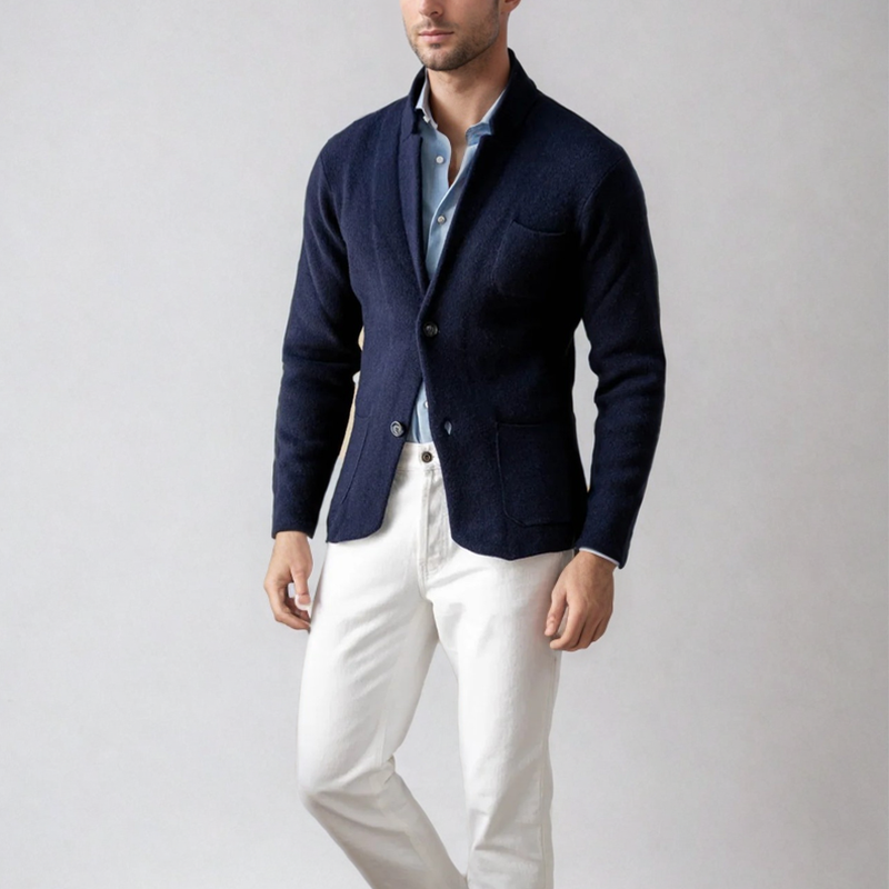 Winter Blazer - Men's Single Breasted Relaxed Casual Blazer-Grace Aura