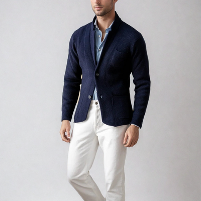 Winter Blazer - Men's Single Breasted Relaxed Casual Blazer-Grace Aura