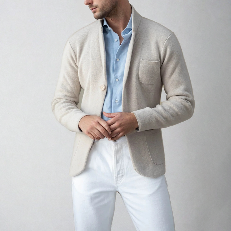 Winter Blazer - Men's Single Breasted Relaxed Casual Blazer-Grace Aura