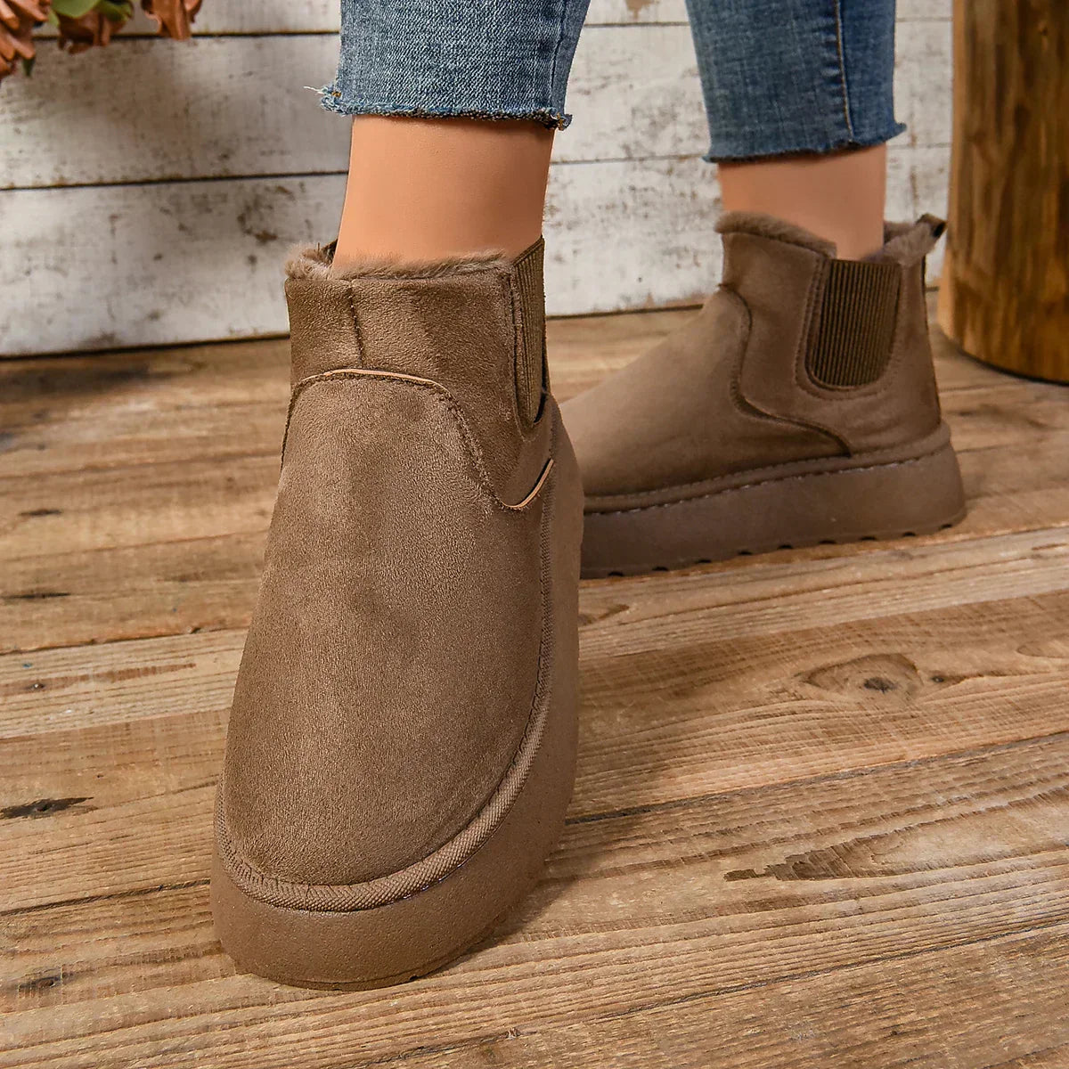 Winter Boots | Ankle | Slip-On | Fur Lined Boots | Women's Boots-Grace Aura