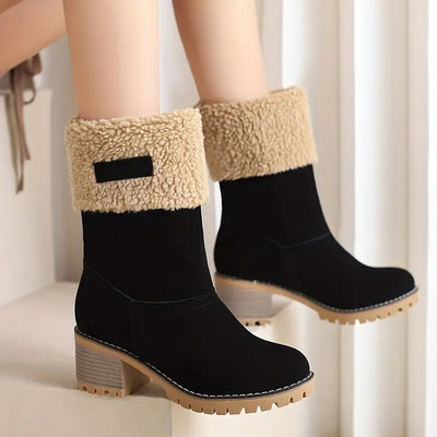 Winter Boots | Block Heel | Fur-Lined | Heeled Boots | Women's Boots-Grace Aura