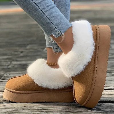 Winter Boots - Women's Furry Slip-On Ankle Winter Shoes-Grace Aura