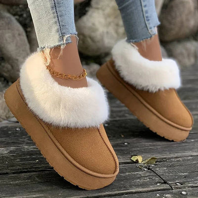 Winter Boots - Women's Furry Slip-On Ankle Winter Shoes-Grace Aura