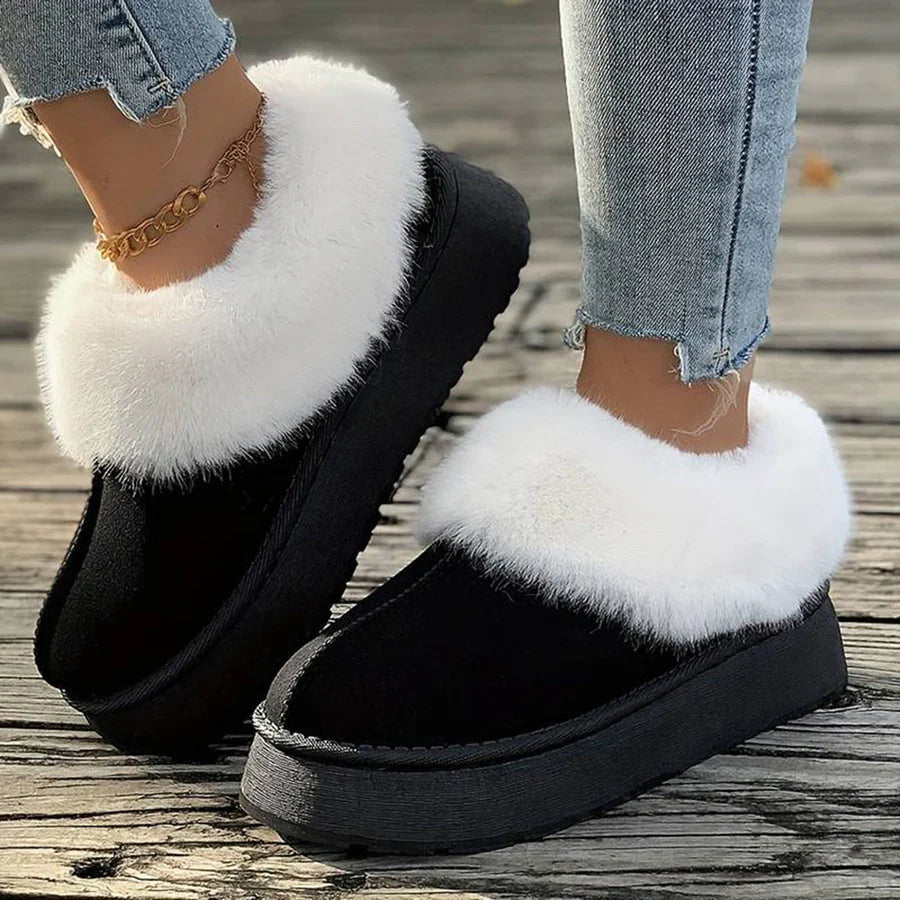 Winter Boots - Women's Furry Slip-On Ankle Winter Shoes-Grace Aura