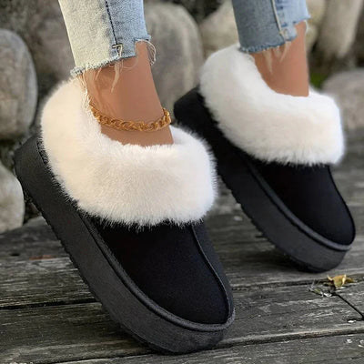 Winter Boots - Women's Furry Slip-On Ankle Winter Shoes-Grace Aura