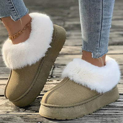 Winter Boots - Women's Furry Slip-On Ankle Winter Shoes-Grace Aura