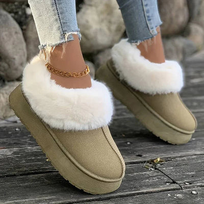 Winter Boots - Women's Furry Slip-On Ankle Winter Shoes-Grace Aura