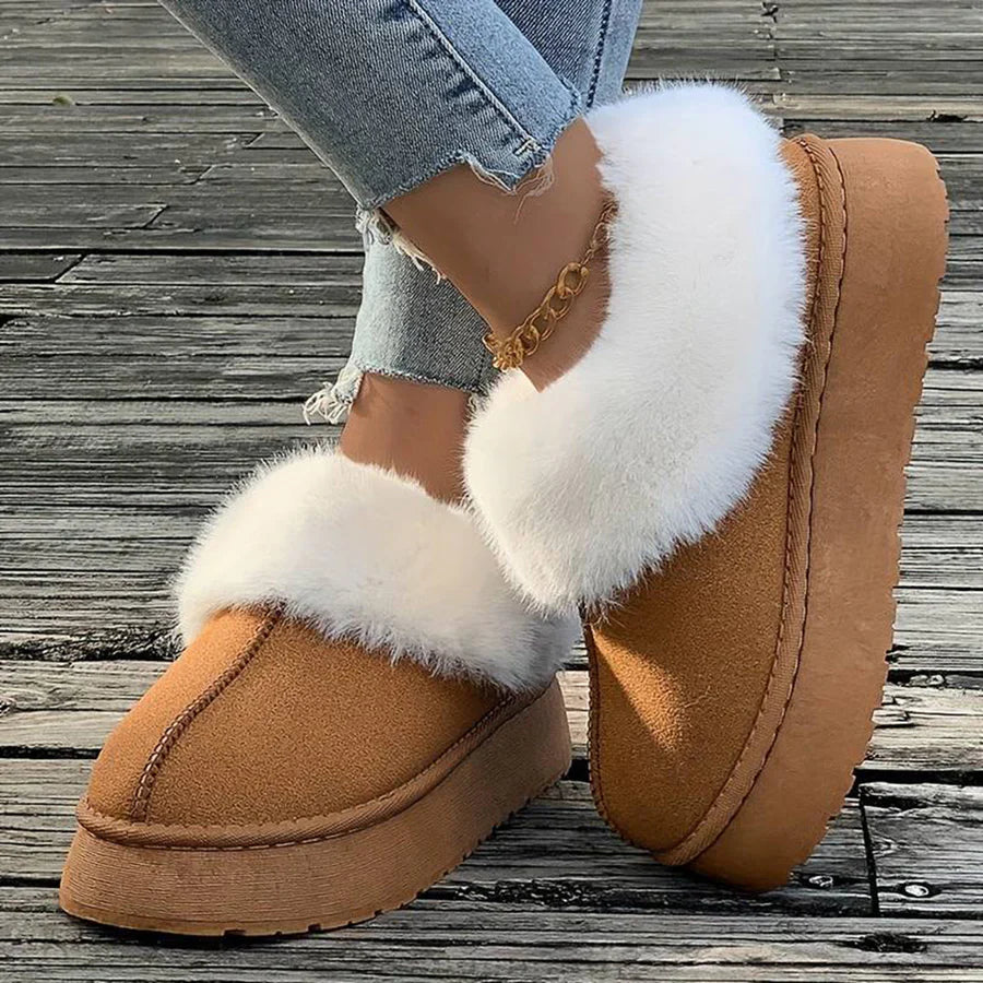 Winter Boots - Women's Furry Slip-On Ankle Winter Shoes-Grace Aura