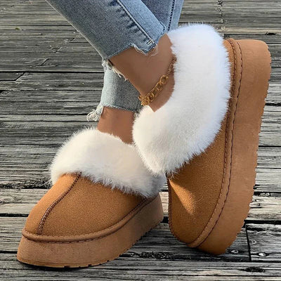 Winter Boots - Women's Furry Slip-On Ankle Winter Shoes-Grace Aura