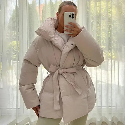 Winter Coat | Padded | Belt | Puffer Jacket | Ladies Overcoat-Grace Aura
