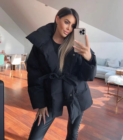 Winter Coat | Padded | Belt | Puffer Jacket | Ladies Overcoat-Grace Aura