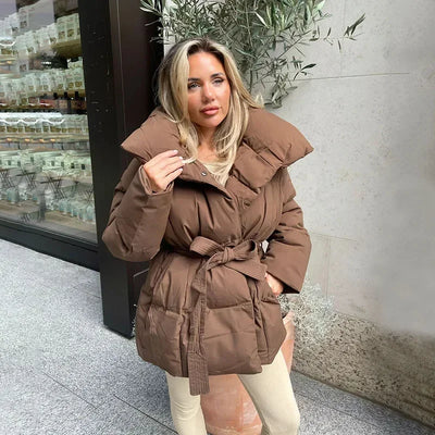 Winter Coat | Padded | Belt | Puffer Jacket | Ladies Overcoat-Grace Aura