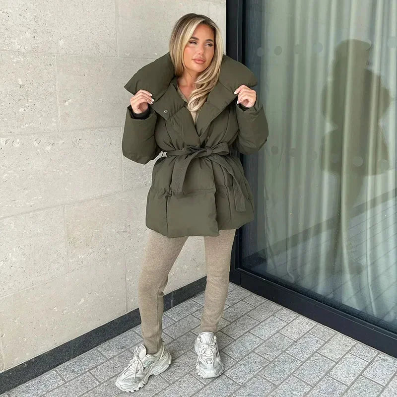 Winter Coat | Padded | Belt | Puffer Jacket | Ladies Overcoat-Grace Aura