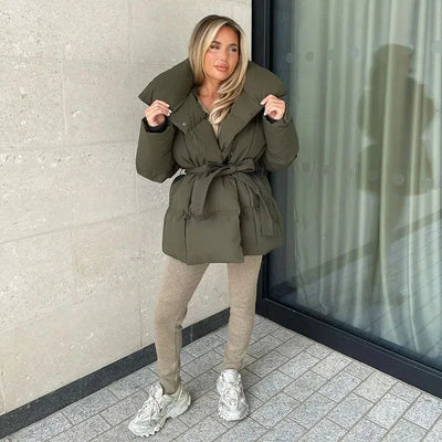 Winter Coat | Padded | Belt | Puffer Jacket | Ladies Overcoat-Grace Aura