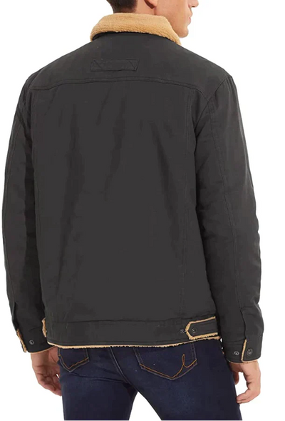 Winter Jacket - Men's Button-Up Sherpa Lining Bomber Jacket -Grace Aura