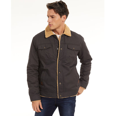 Winter Jacket - Men's Button-Up Sherpa Lining Bomber Jacket -Grace Aura