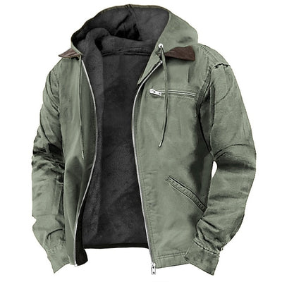 Winter Jacket - Men's Casual Hooded Fleece Lined Jacket-Grace Aura