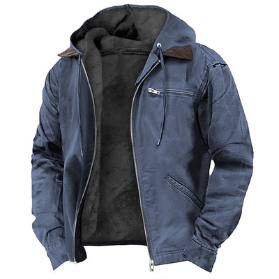 Winter Jacket - Men's Casual Hooded Fleece Lined Jacket-Grace Aura