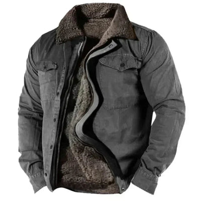 Winter Jacket - Men's Casual Zip-Up Fleece Lined Winter Coat-Grace Aura