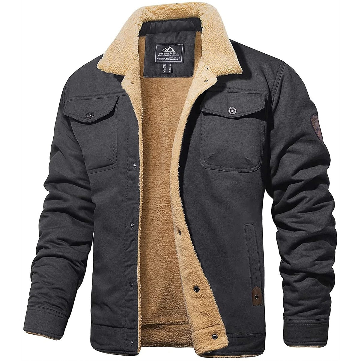 Winter Jacket - Short - Fleece Lined - Sherpa Lined Jacket - Men's Winter Jacket-Grace Aura