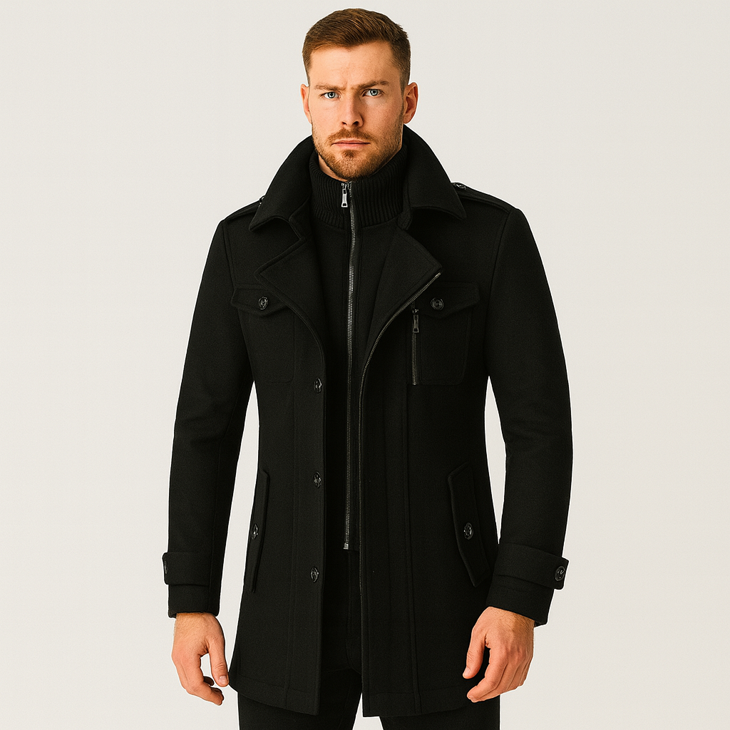 Winter Jacket - Short - Zip-Up - Wool Coat - Men's Winter Coat-Grace Aura