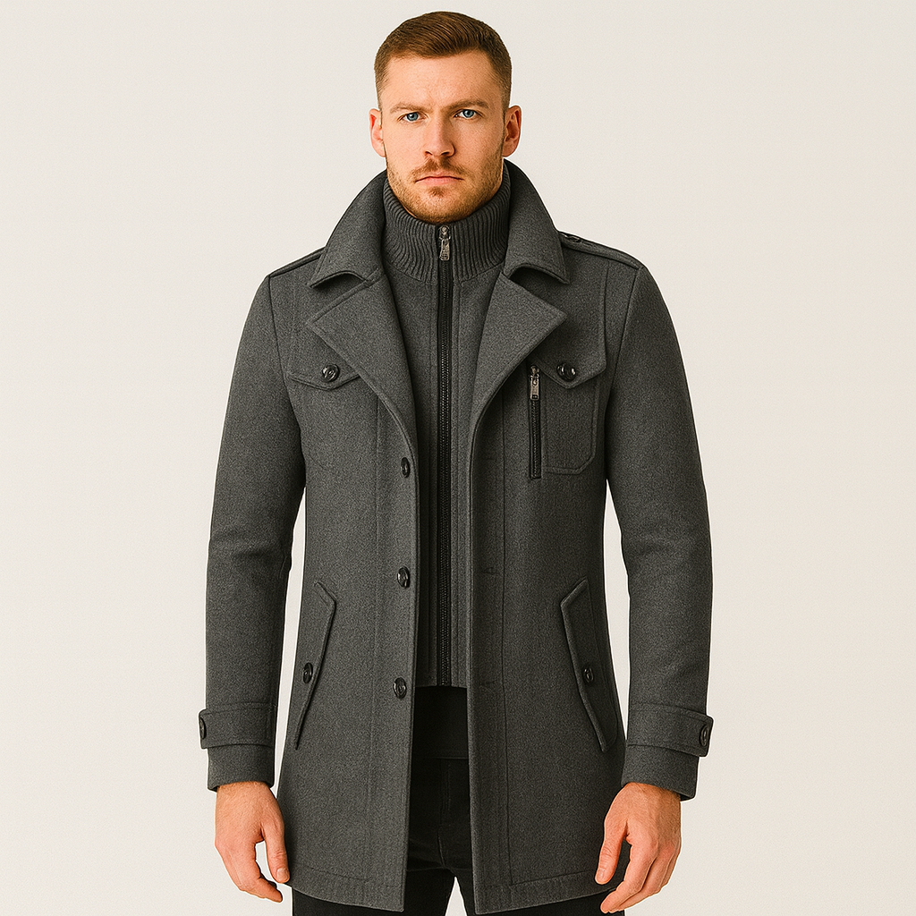 Winter Jacket - Short - Zip-Up - Wool Coat - Men's Winter Coat-Grace Aura
