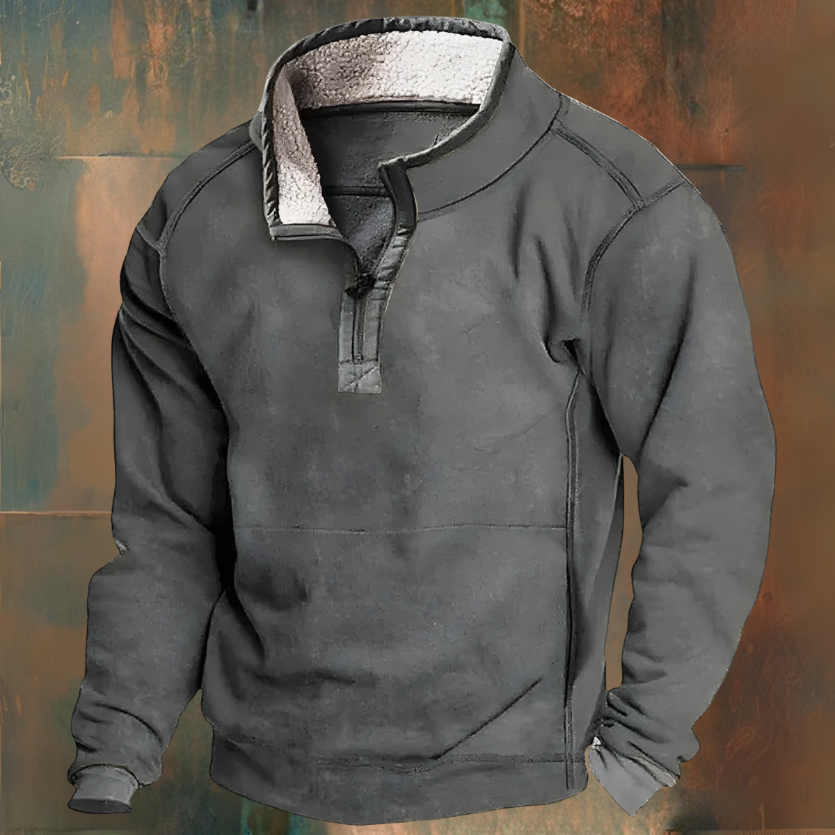 Winter Pullover - Quarter-Zip - Fleece Lined - Half-Zip Pullover - Men's Sweatshirt-Grace Aura
