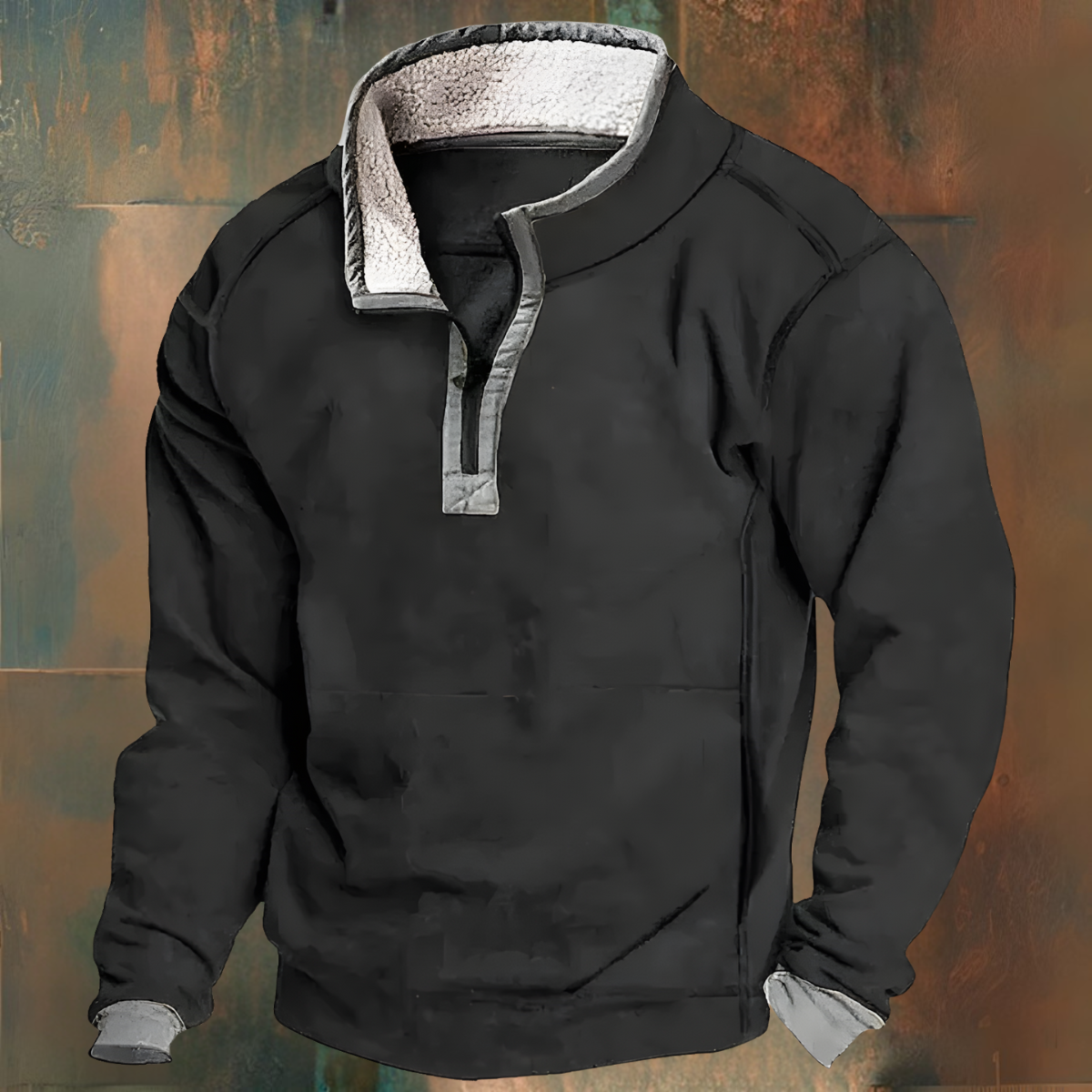 Winter Pullover - Quarter-Zip - Fleece Lined - Half-Zip Pullover - Men's Sweatshirt-Grace Aura