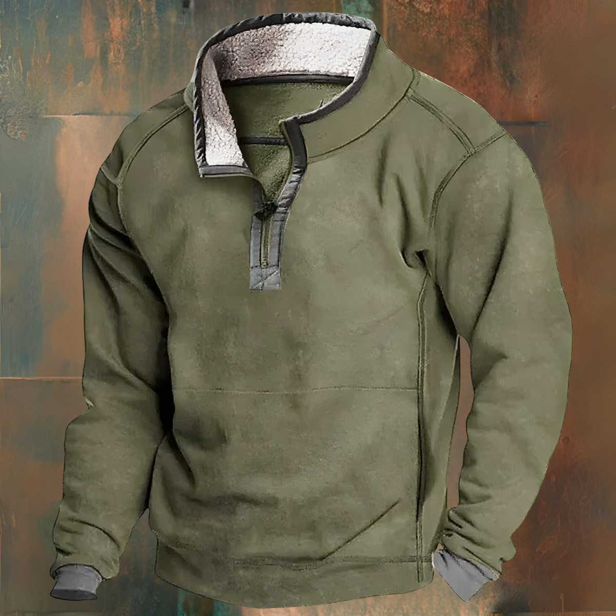 Winter Pullover - Quarter-Zip - Fleece Lined - Half-Zip Pullover - Men's Sweatshirt-Grace Aura