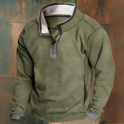 Winter Pullover - Quarter-Zip - Fleece Lined - Half-Zip Pullover - Men's Sweatshirt-Grace Aura
