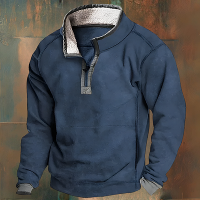 Winter Pullover - Quarter-Zip - Fleece Lined - Half-Zip Pullover - Men's Sweatshirt-Grace Aura