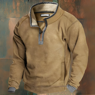 Winter Pullover - Quarter-Zip - Fleece Lined - Half-Zip Pullover - Men's Sweatshirt-Grace Aura