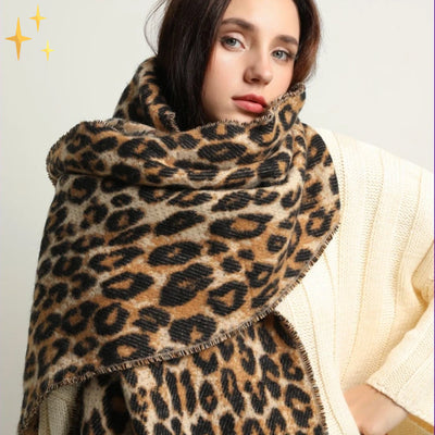 Winter Scarf - Women's Warm Big Leopard Print Wool Scarf-Grace Aura