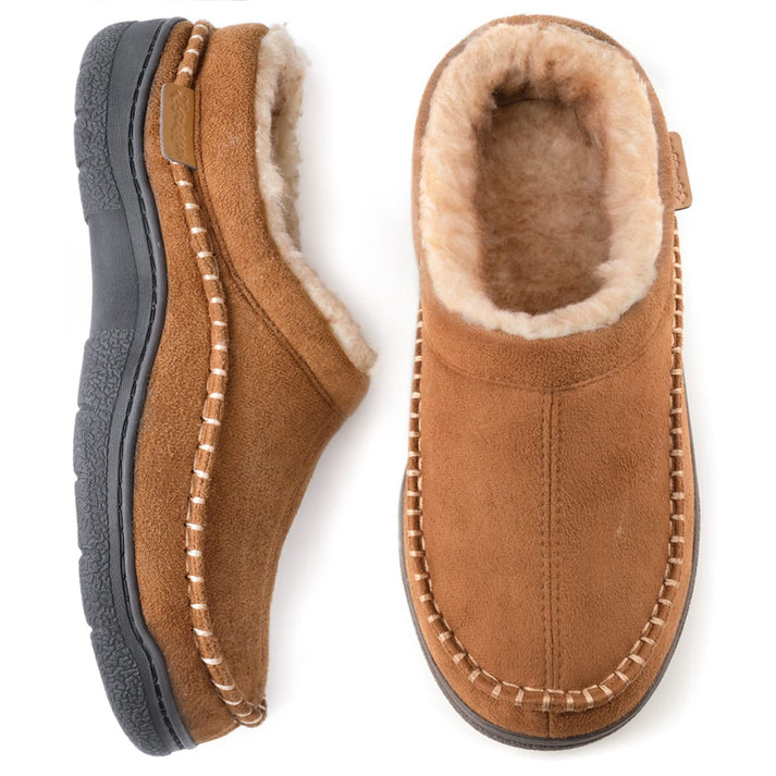 Winter Slippers - Fur Lined - Rubber Sole - Winter Clogs - Men's Shoes -Grace Aura