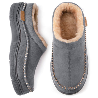 Winter Slippers - Fur Lined - Rubber Sole - Winter Clogs - Men's Shoes -Grace Aura