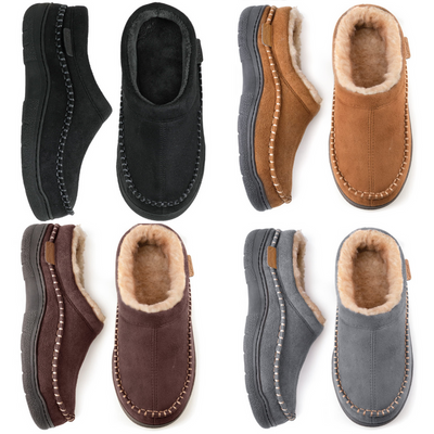 Winter Slippers - Fur Lined - Rubber Sole - Winter Clogs - Men's Shoes -Grace Aura