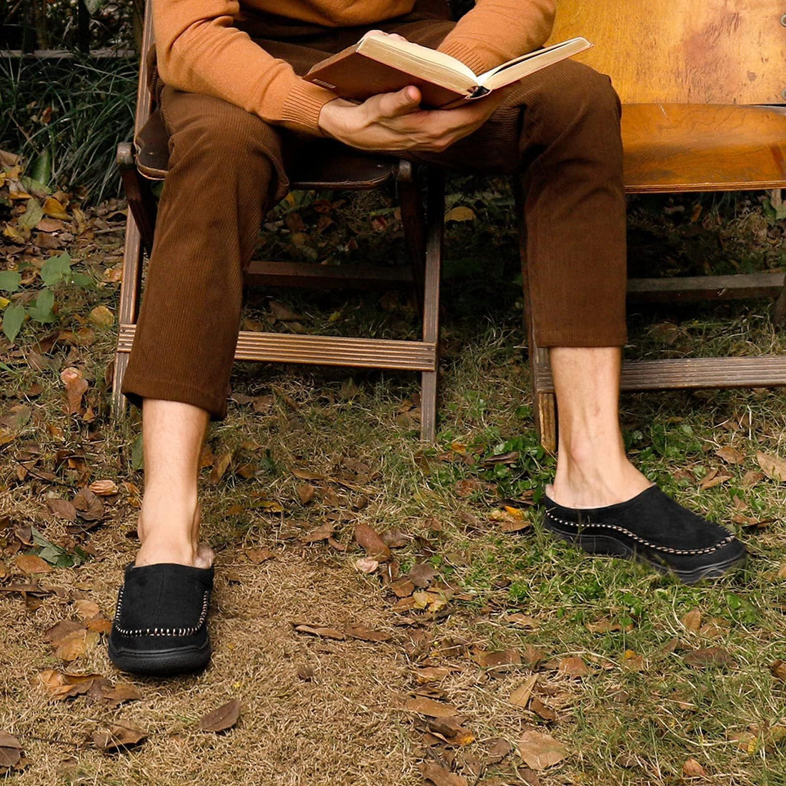 Winter Slippers - Fur Lined - Rubber Sole - Winter Clogs - Men's Shoes -Grace Aura