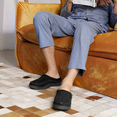 Winter Slippers - Fur Lined - Rubber Sole - Winter Clogs - Men's Shoes -Grace Aura