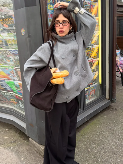 Winter Trench Coat | Short | Oversized | Wool Trench Coat | Women's Jacket-Grace Aura