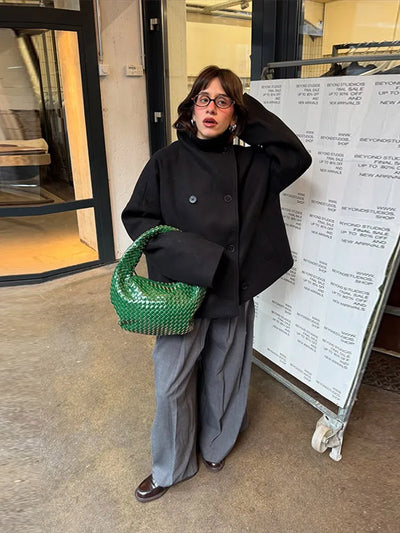 Winter Trench Coat | Short | Oversized | Wool Trench Coat | Women's Jacket-Grace Aura