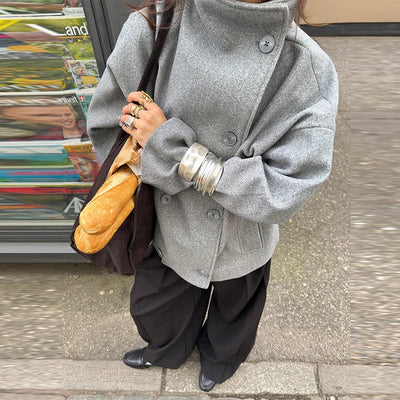 Winter Trench Coat | Short | Oversized | Wool Trench Coat | Women's Jacket-Grace Aura