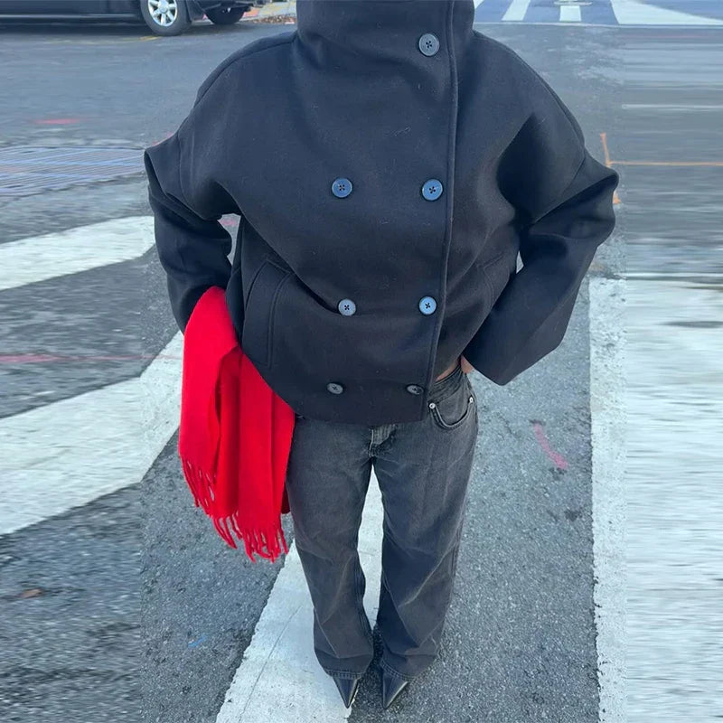 Winter Trench Coat | Short | Oversized | Wool Trench Coat | Women's Jacket-Grace Aura