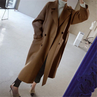 Winter Trench Coat - Women's Long Oversized Woolen Overcoat-Grace Aura
