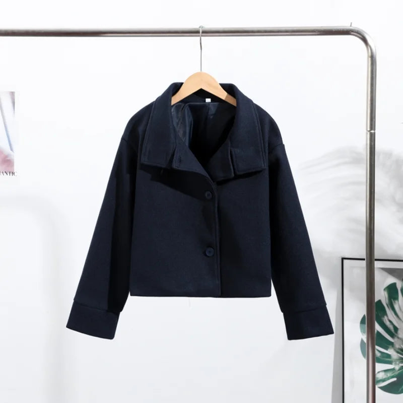 Winter Trench Coat - Women's Short High Collar Woolen Trench Coat-Grace Aura