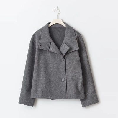 Winter Trench Coat - Women's Short High Collar Woolen Trench Coat-Grace Aura