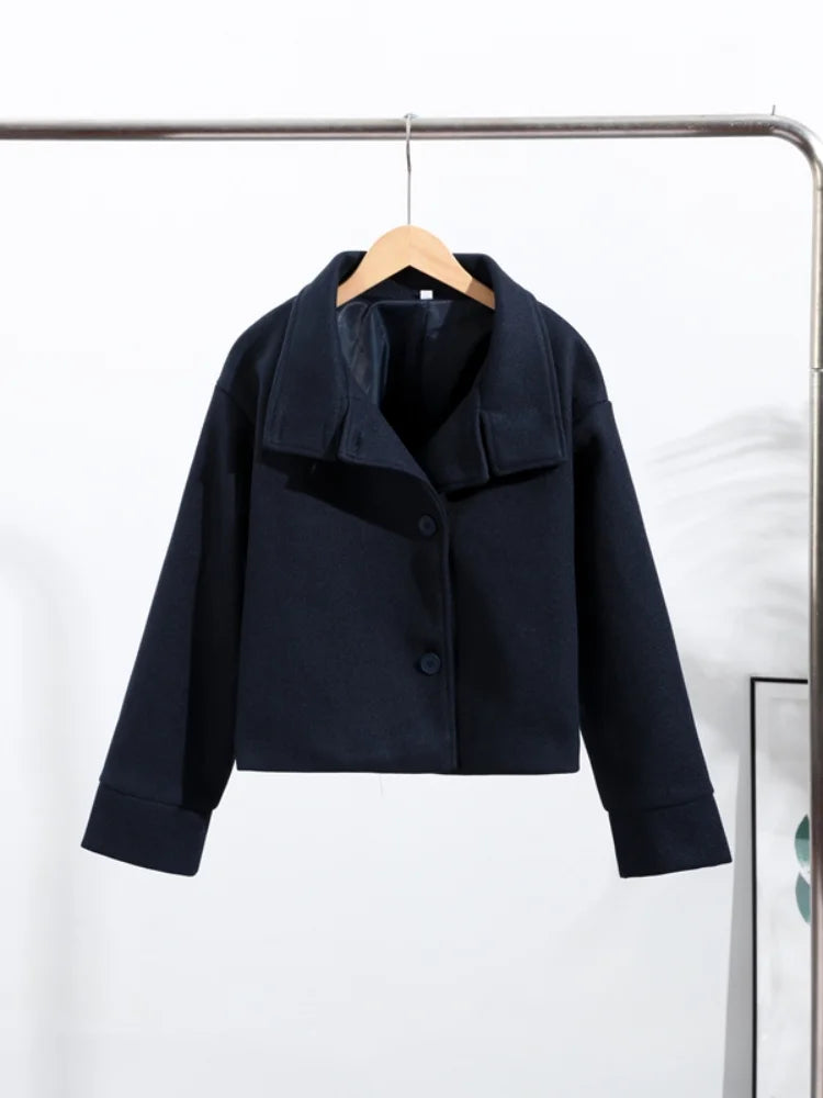 Winter Trench Coat - Women's Short High Collar Woolen Trench Coat-Grace Aura