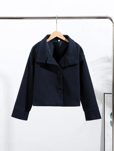 Winter Trench Coat - Women's Short High Collar Woolen Trench Coat-Grace Aura